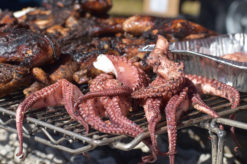 Octopus is set out for customers.