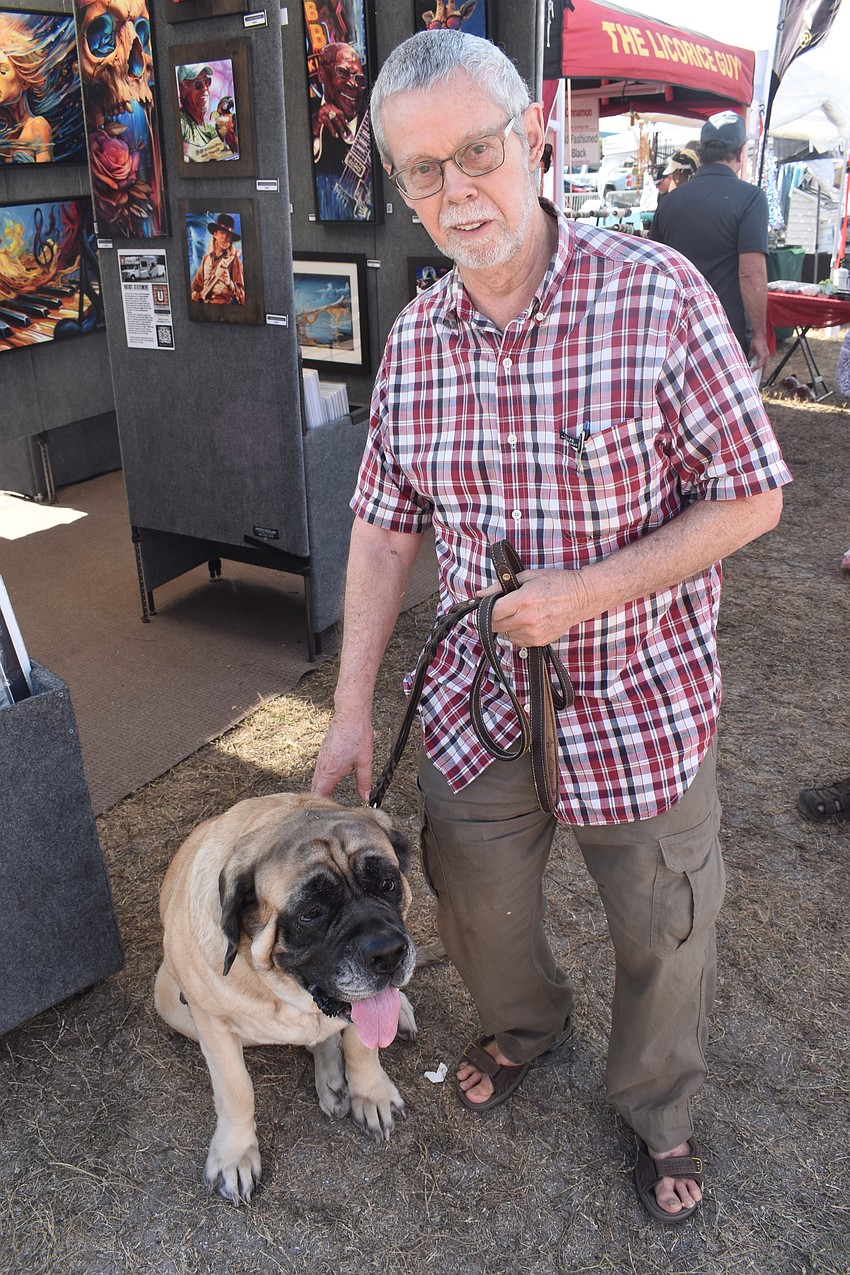 Jim Connelly and his English Mastiff, Lucy, enjoy the event together.