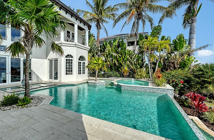 Views from 1418 John Ringling Parkway include the city skyline, Sarasota Bay and John Ringling Bridge.