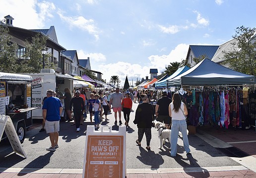The first farmers market of 2026 at Waterside Place draws a large crowd.