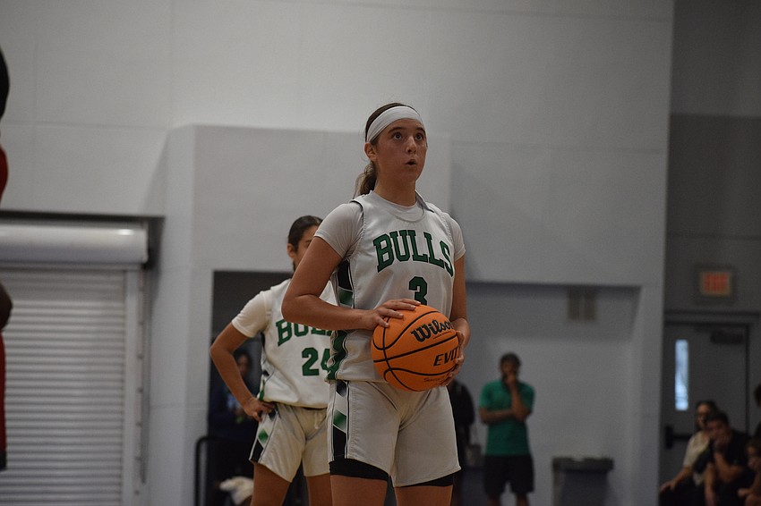 Eva Lopes steps up to the free-throw line during the second half of her final game with Sarasota Suncoast Academy. The guard was the driving force behind the Bulls' most successful season in program history. Eva Lopes steps up to the free-throw line during the second half of her final game with Sarasota Suncoast Academy. The guard was the driving force behind the Bulls' most successful season in program history.