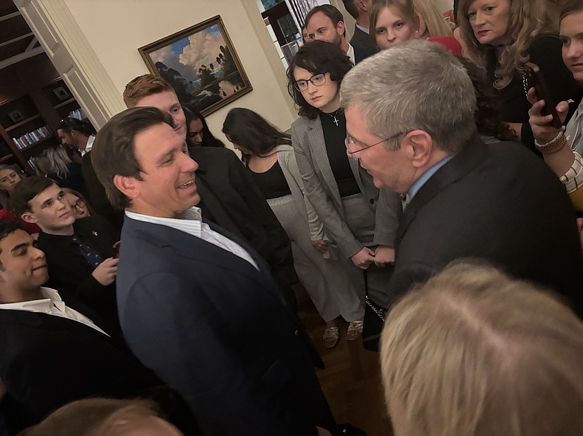 Since the poster controversy, William Loggans has been thrust into the political spotlight — giving him a chance to meet Florida Gov. Ron DeSantis. Since the poster controversy, William Loggans has been thrust into the political spotlight — giving him a chance to meet Florida Gov. Ron DeSantis.