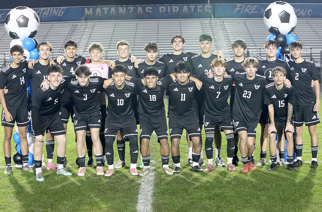 The Matanzas boys soccer team honored its 19 seniors after its game with Crescent City on Jan. 6. Photo by Brent Woronoff