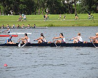 Sarasota Crew's championship-winning Women's U16 Eight boat races past opponents at Nathan Benderson Park in June 2025. The USRowing Youth National Championships are one of the biggest events on the local sports calendar for 2026.
