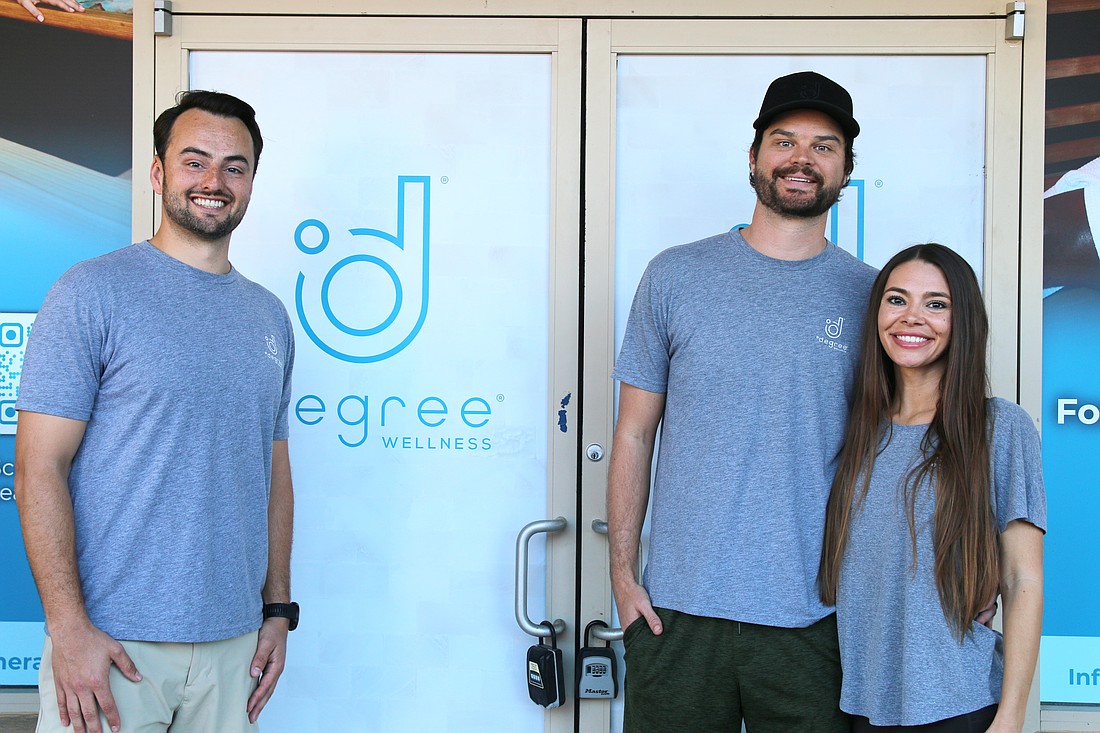 Mitch Wilson, Zach Coombs and Makenzy Landay are opening a Degree Wellness location in Ormond Beach. Photo by Jarleene Almenas