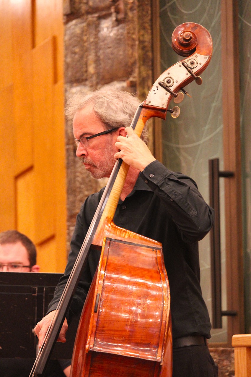 Joe Porter plays the upright bass with the Yiddish Cowboys band at The Education Center.