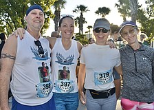Mark Garland, Theresa Andrews, Ann Palmer and Denise Costa prepare for the race.