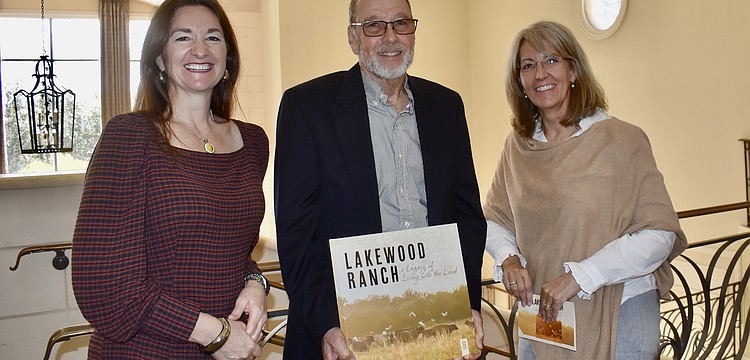 Heidi Scott, Bob Simons and Laura Cole make up the panel Jan. 9 during a launch party for the new book, "Lakewood Ranch: A Legacy of Living with the Land."