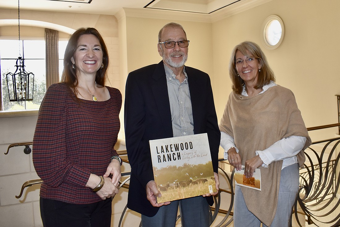 Heidi Scott, Bob Simons and Laura Cole make up the panel Jan. 9 during a launch party for the new book, "Lakewood Ranch: A Legacy of Living with the Land."