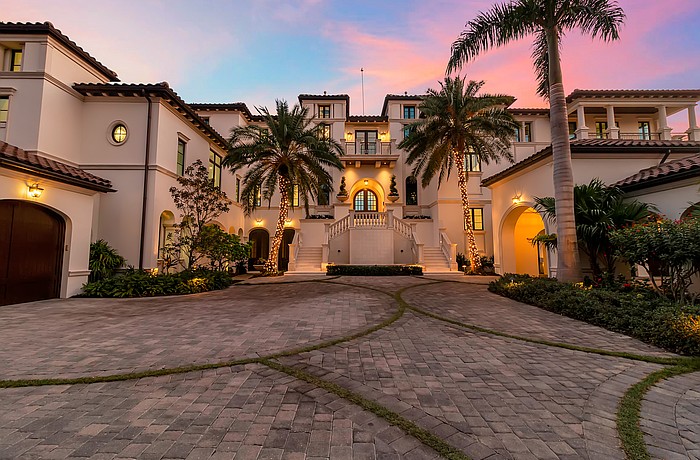 A double staircase leads to 7366 Point of Rocks Road on Siesta Key.