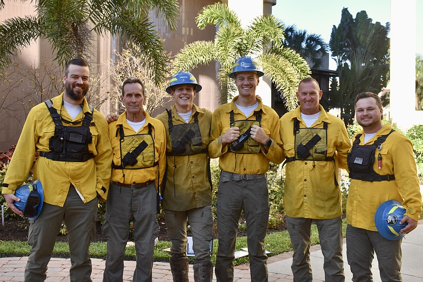 Clayton McCurry, Gary Fortson, Mark Proch, Jared Deblecourt, Johnny McLeod and Jerry Miller make up the burn team at Duette Preserve.