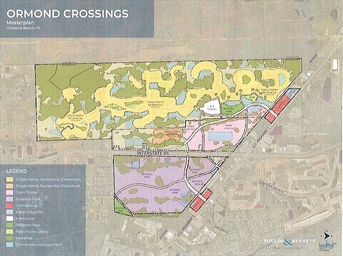 A map showing the Ormond Crossings master plan. Courtesy of Bradford Kline and Associates