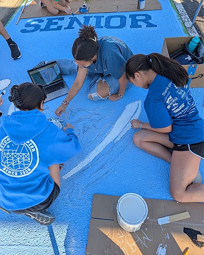 Matanzas National Honor Society members designed and painted a new Senior of the Month parking spot. Courtesy photo