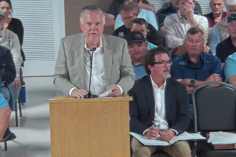 Flagler developer Ken Belshe at the Jan. 9 Flagler Beach Commission meeting. Image screenshot from Flagler Beach meeting livestream