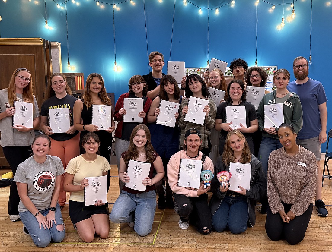 Cast members of "Alice by Heart" on the first day of rehearsals.