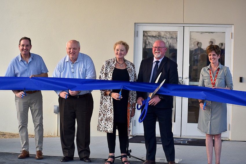 Foundation Academy representatives, including Tim Grosshans, second from right, hosted a ribbon-cutting ceremony for its new educational building in 2022. Grosshans has loved seeing the growth of the school since he became pastor at Winter Garden’s First Baptist Church nearly 17 years ago.