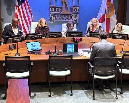 Warren Hutmacher of Sumter Local Government Consulting discusses the search for a city manager before the Sarasota City Commission.