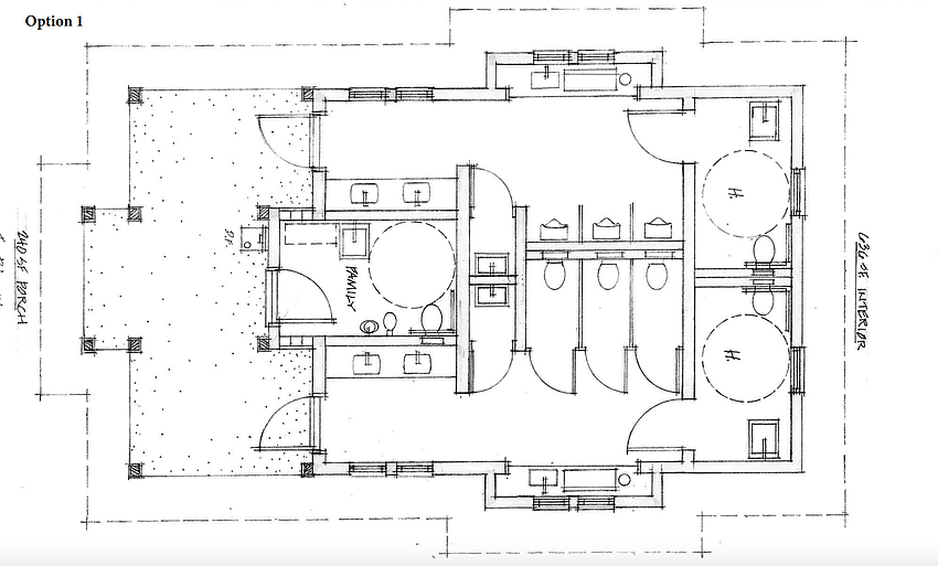 Town Square Park restroom option one.