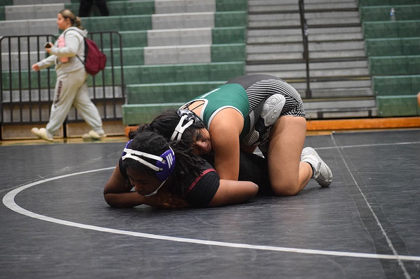Senior Vanessa Rodriguez-Gallo competes against Kassah Murdock in the 170-pound weight class.