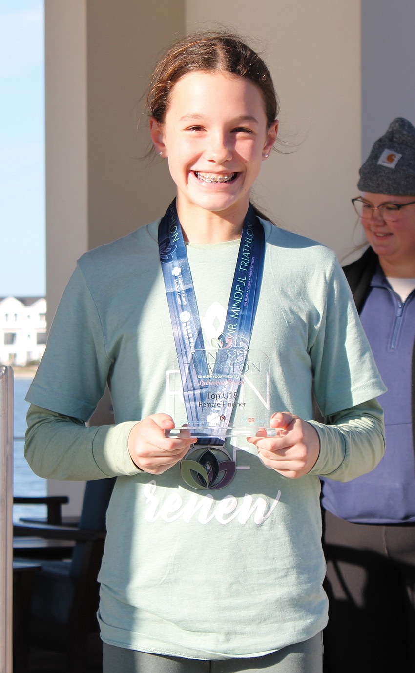 Sarasota's Hannah Jennings, 13, placed as the top female finisher for participants under 18 years old.