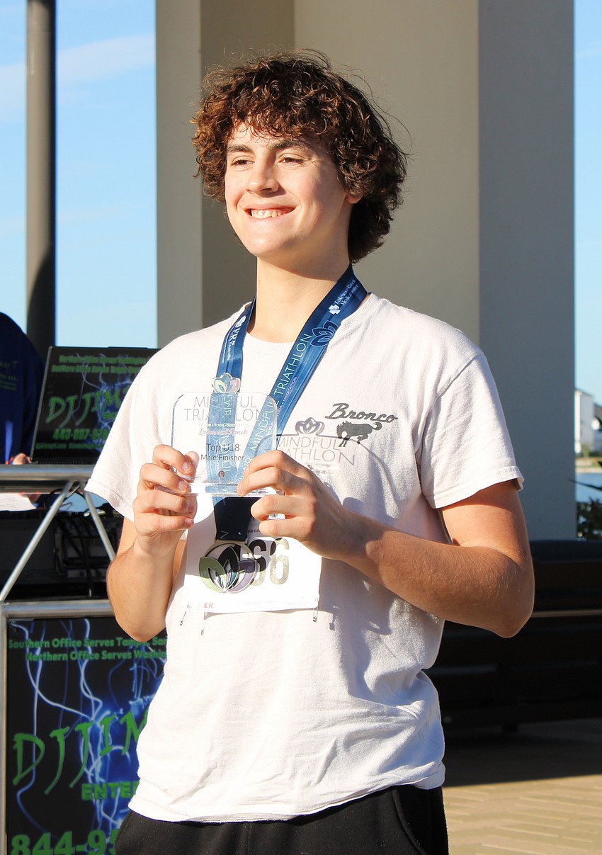 Heritage Harbour's Gabriel Martin, 14, placed as the top male finisher for participants under 18 years old.