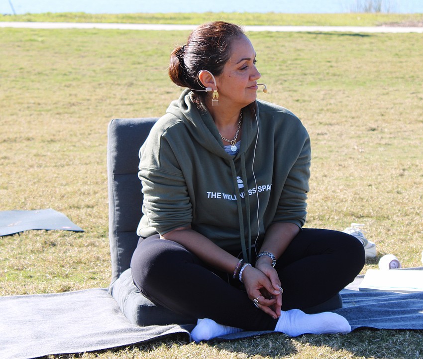 The meditation portion of the triathlon was led by Maria Luedeke, who owns the Wellness Space alongside Kyle Schauenberg.
