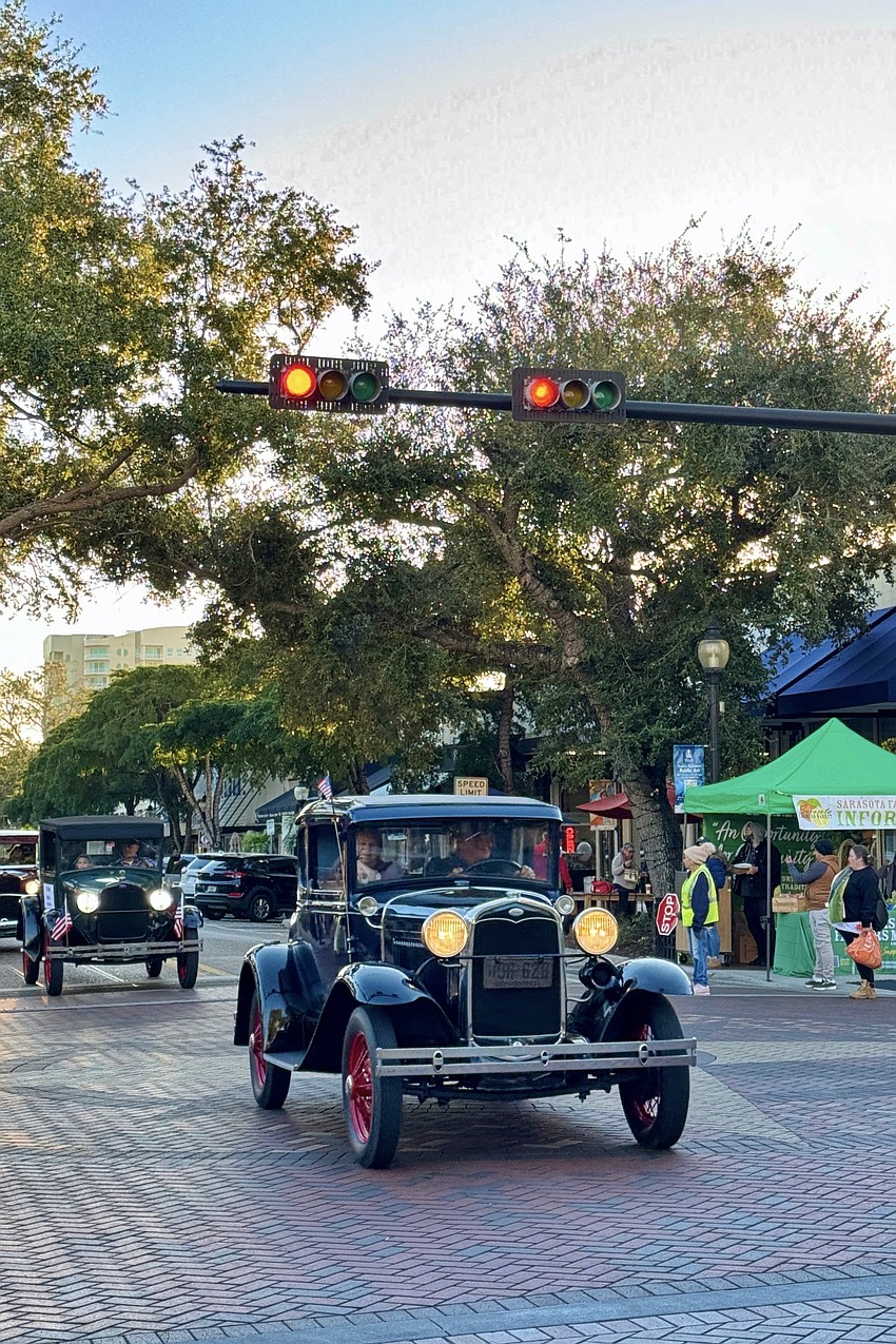 The parade makes its way down Main Street.