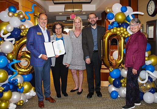 Plymouth Harbor on Sarasota Bay kicked off its 60th anniversary celebration on Jan. 15 with live music and special guests including Plymouth Harbor President and CEO Jeff Weatherhead, City of Sarasota Mayor Debbie Trice, Chris Pfahler, Plymouth Harbor vice president of philanthropy, Pastor Wes Bixby of First Congregational United Church of Christ Sarasota and Sara Little, president of the Resident Association.