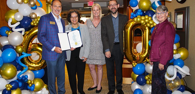 Plymouth Harbor on Sarasota Bay kicked off its 60th anniversary celebration on Jan. 15 with live music and special guests including Plymouth Harbor President and CEO Jeff Weatherhead, City of Sarasota Mayor Debbie Trice, Chris Pfahler, Plymouth Harbor vice president of philanthropy, Pastor Wes Bixby of First Congregational United Church of Christ Sarasota and Sara Little, president of the Resident Association.