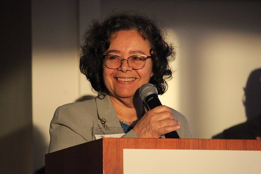 City of Sarasota Mayor Debbie Trice joked that if Plymouth Harbor on Sarasota Bay had in-unit wash machines when her parents were seeking a retirement community, she may not have moved to Sarasota to be with them and, thus, become mayor. She helped residents celebrate the 60th anniversary on Jan. 15.