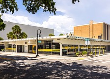 The McCullough Pavilion building is set against the backdrop of the former Sarasota County Administration Center, which will be redeveloped by Benderson Development.