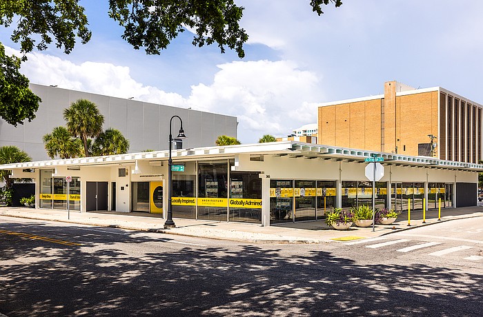 The McCullough Pavilion building is set against the backdrop of the former Sarasota County Administration Center, which will be redeveloped by Benderson Development.