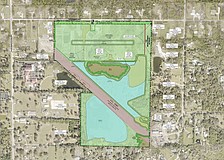 The green rectangle on the top is where the homes would be clustered.