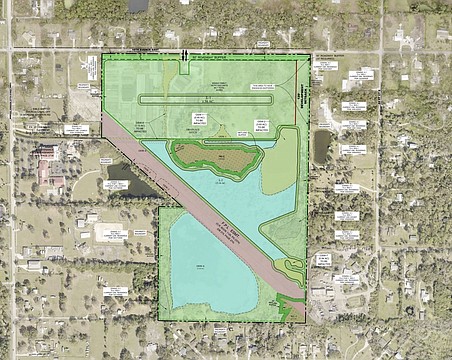 The green rectangle on the top is where the homes would be clustered.