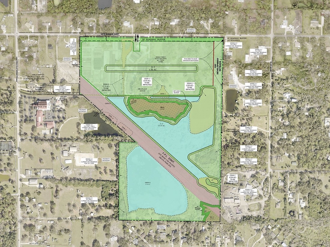 The green rectangle on the top is where the homes would be clustered.