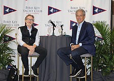 Don Katz, founder of the audiobook company Audible, reminisced with Bird Key Yacht Club members about the company's beginnings just following its 30th anniversary. Katz joined members for this season's lecture series on Jan. 9 at The Ora. Richard Besser, CEO and president of the Robert Wood Johnson Foundation, moderated.