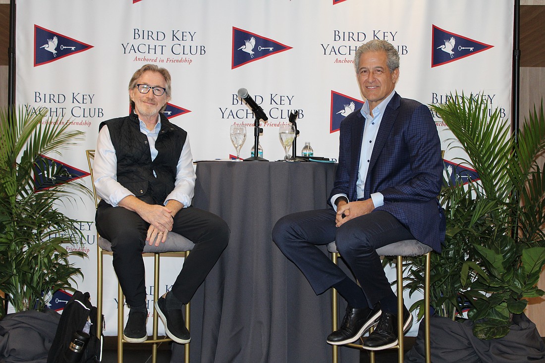 Don Katz, founder of the audiobook company Audible, reminisced with Bird Key Yacht Club members about the company's beginnings just following its 30th anniversary. Katz joined members for this season's lecture series on Jan. 9 at The Ora. Richard Besser, CEO and president of the Robert Wood Johnson Foundation, moderated.