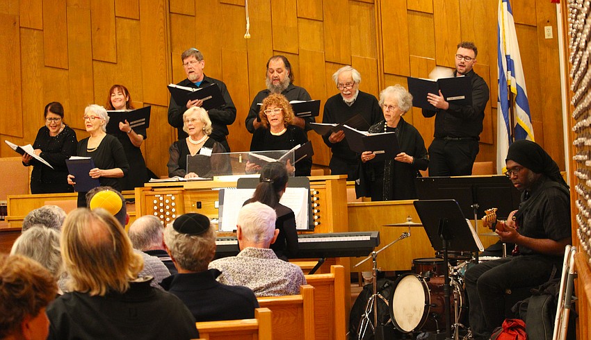 Temple Beth Israel of Longboat Key's choir, accompanied by bassist Johnny Barker, sings 