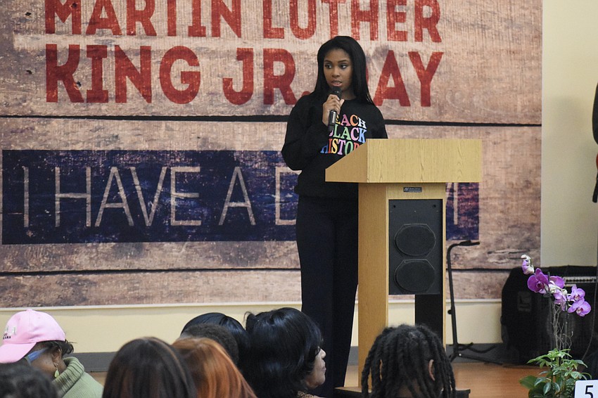 Mistress of Ceremonies Jessika Ward addresses attendees.