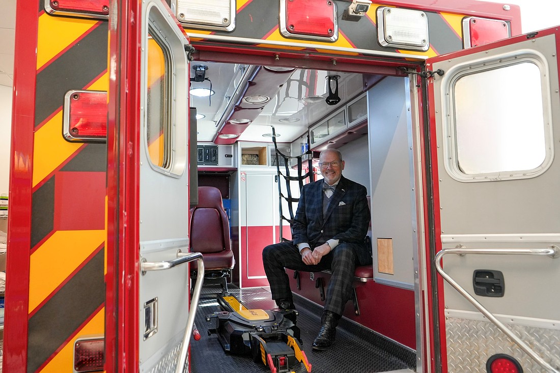 Baptist Health CEO Michael Mayo, who retired Jan. 16, spent his last day touring the $11.5 million Baptist Center for Professional Excellence at San Marco East Plaza in Jacksonville. The center includes a full-size ambulance with working lights, sirens and sounds that mimic a diesel engine to train first responders.