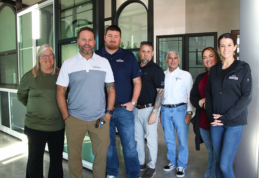 ClearView Windows and Doors' Nancy Thornsley, John Harding III, Chad Collins, Mike Indorato, Michael Springer, Molley Opeka and Carissa Harding celebrated the store's grand opening on Jan. 20.