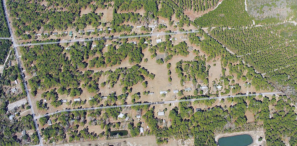 Jake Road and Ed Johnson Drive are connected by Yellow Bluff Road in Duval County.