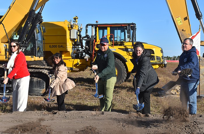 The School District of Manatee County Superintendent Laurie Breslin, School Board Chair Cindy Spray, Vice Chair Richard Tatem, and School Board Members Heather Felton and Charlie Kennedy were among the group of people to break ground on AAA High School.