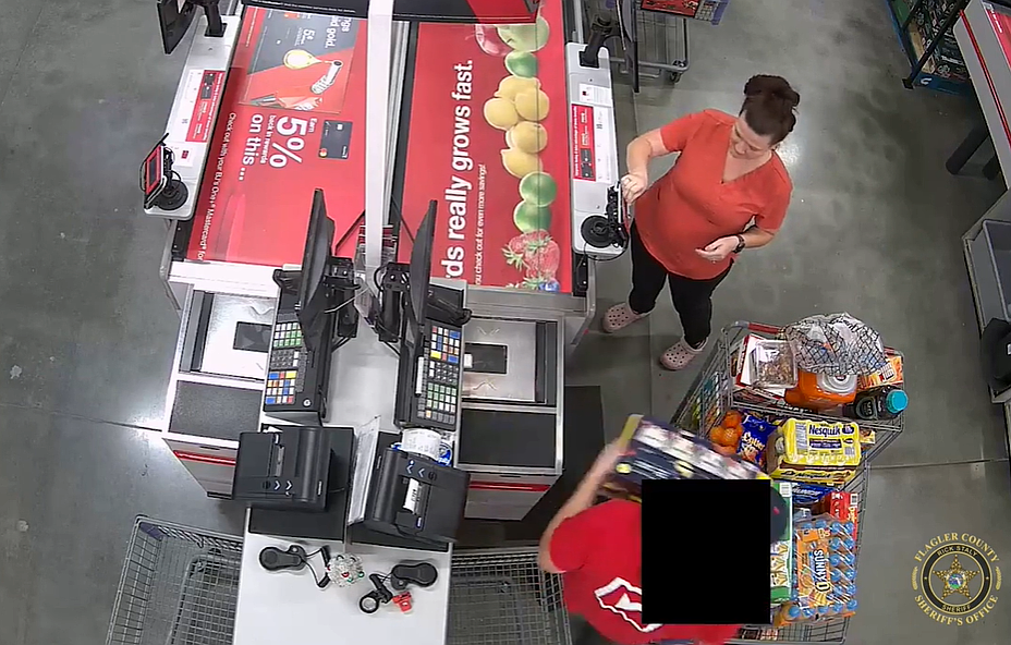 Katie Swain, 32, (pictured) was arrested for allegedly stealing bank cards from her home health aide clients. Image courtesy of the FCSO