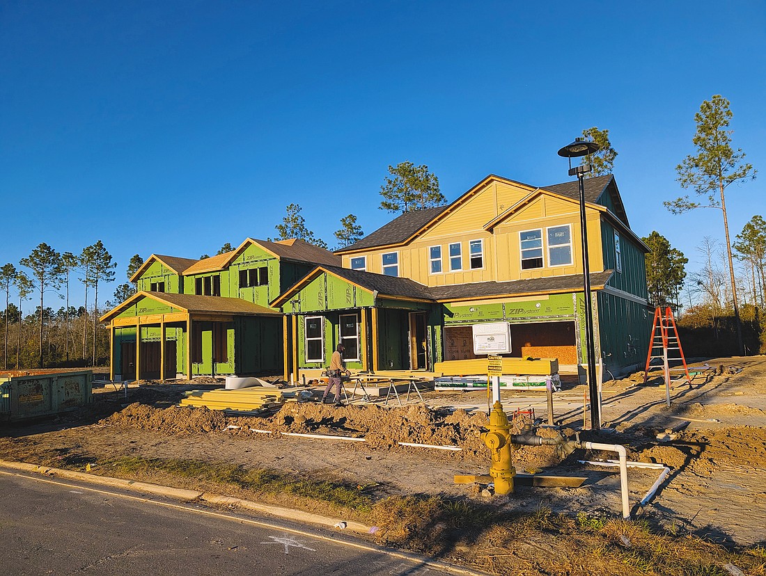 Construction is ongoing of homes, townhomes and villas in the Wildlight master-planned community in Nassau County.