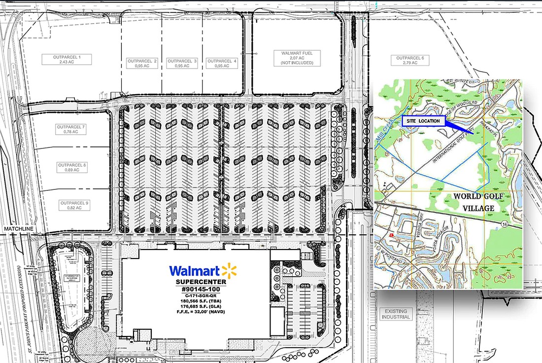A Walmart Supercenter is permitted to be built in World Commerce Center off International Golf Parkway. It would be the third in St. Johns County.