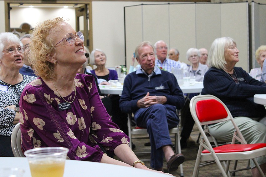 Christ Church of Longboat Key Rev. Julia Piermont smiles while Westcoast Black Theatre Troupe's Michael Mejia-Mendez sings.