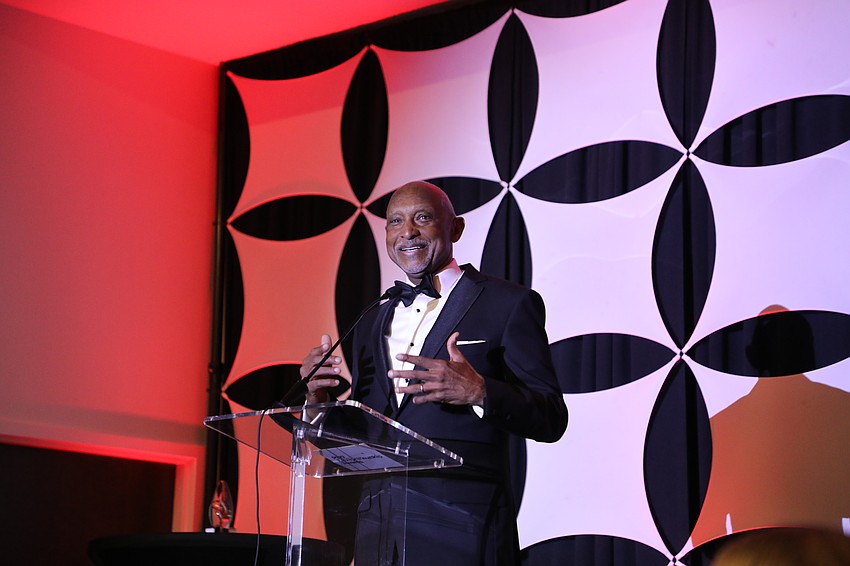 PS27 Ventures founder and CEO Jim Stallings speaks at the inaugural PS27 Entrepreneur Awards on Jan. 22 at the St. John Event Center.