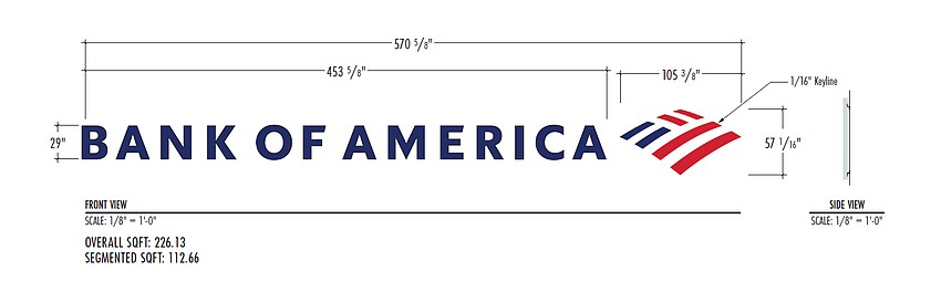 The design of the Bank of America sign planned for Building 100 at 9000 Southside Blvd., north of The Avenues mall.