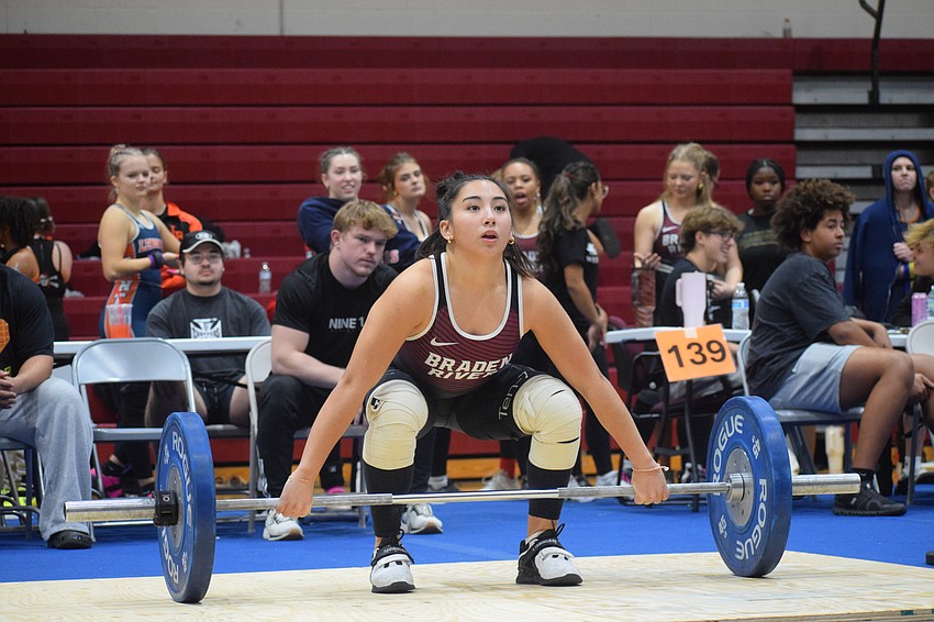 Senior Payton Mangay-Ayam of the 129-pound weight class swept this season's district meet with golds in both olympic and traditional style. She placed second in olympic at states in 2025 and is on track to become the program's first individual state champion.